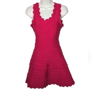 Aqua Red Scalloped Dress